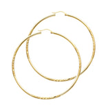 14KY 2mm Budded DC Round Tube Hoop Earrings (55mm) (ER161)