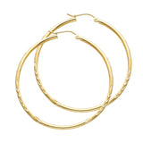 14KY 2mm Budded DC Round Tube Hoop Earrings (45mm) (ER162)