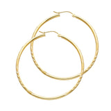 14KY 2mm Budded DC Round Tube Hoop Earrings (35mm) (ER163)