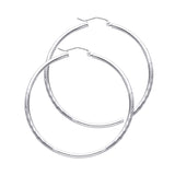 14KW 2mm Budded DC Round Tube Hoop Earrings (35mm) (ER163W)