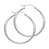 14KW 2mm Budded DC Round Tube Hoop Earrings (30mm) (ER164W)