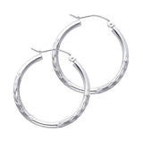 14KW 2mm Budded DC Round Tube Hoop Earrings (25mm) (ER165W)