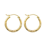 14KY 2mm Budded DC Round Tube Hoop Earrings (1 7mm) (ER167)