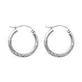 14KW 2mm Budded DC Round Tube Hoop Earrings (1 7mm) (ER167W)