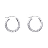 14KW 2mm Budded DC Round Tube Hoop Earrings (15mm) (ER168W)