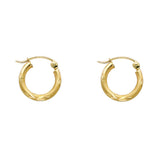 14KY 2mm Budded DC Round Tube Hoop Earrings (12mm) (ER169)