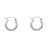 14KW 2mm Budded DC Round Tube Hoop Earrings (12mm) (ER169W)