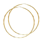 14KY 1.5mm Faceted Round Tube Hoop Earrings (45mm) (ER180)