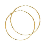 14KY 1.5mm Faceted Round Tube Hoop Earrings (35mm) (ER181)