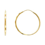 14KY 1.5mm Faceted Round Tube Hoop Earrings (25mm) (ER182)