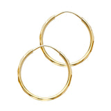 14KY 1.5mm Faceted Round Tube Hoop Earrings (1 7mm) (ER183)