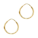 14KY 1.5mm Faceted Round Tube Hoop Earrings (14mm) (ER184)