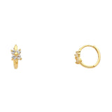 14KY Flower CZ Huggies Earrings (ER293) (ER293)
