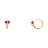 14KY Flower CZ Huggies Earrings (ER294) (ER294)