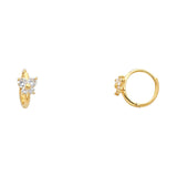 14KY Flower CZ Huggies Earrings (ER295) (ER295)