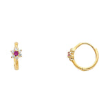 14KY Flower CZ Huggies Earrings (ER297) (ER297)