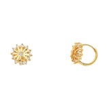 14KY Flower CZ Huggies Earrings (ER309) (ER309)