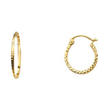 14KY 1.5mm Square Tube DC Round Hoop Earrings (15mm) (ER559)