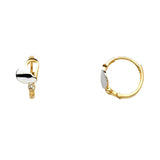 14K 2T Heart Huggies Earrings (ER579)