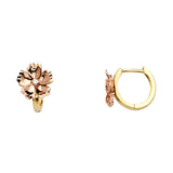 14K 2T Flower Huggies Earrings (ER641)