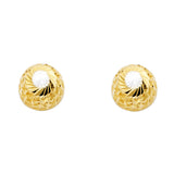14K 2T 9.5mm DC Hollow Ball Earrings with Puch-back (ER725)