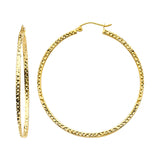 14KY Full DC Hollow Square Tube Hoop Earrings (ER937)