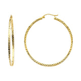 14KY Full DC Hollow Square Tube Hoop Earrings (ER938)
