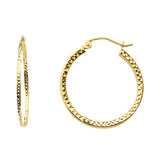 14KY Full DC Hollow Square Tube Hoop Earrings (ER939)