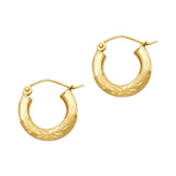 14KY 3mm Budded DC Hoop Earrings (ER1031)