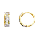 14KY Multi Color CZ Huggies Earrings (ER1080)
