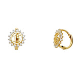 14K 2T CZ 15 Years Huggies Earrings (ER1119)