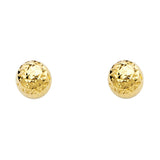 14KY Crystal Cut Full Ball Earrings (8mm) (ER1157)