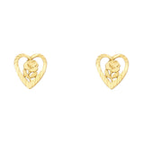 14KY Small Heart Flower Post Earrings (ER1186)