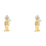 14K 2T Small Santa Muerte Post Earrings (ER1192)