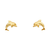 14KY Small Dolphin Post Earrings (ER1199)