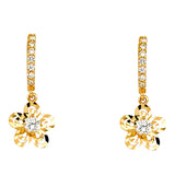 14KY CZ Dangle Huggies Earrings (ER1277)