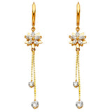 14KY CZ Dangle Huggies Earrings (ER1291)