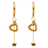 14KY CZ Dangle Huggies Earrings (ER1296)