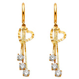 14KY CZ Dangle Huggies Earrings (ER1298)