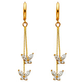 14KY CZ Dangle Huggies Earrings (ER1299)