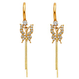14KY CZ Dangle Huggies Earrings (ER1303)