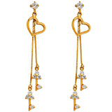 14KY CZ Dangle Huggies Earrings (ER1310)