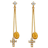 14KY CZ Dangle Huggies Earrings (ER1312)