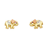 14K 3C Elephant Post Earrings (ER1324)