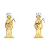14K 2T Santa Muerte Post Earrings (ER1328)