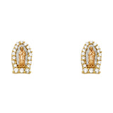 14K 3C Guadalupe CZ Post Earrings (ER1333)