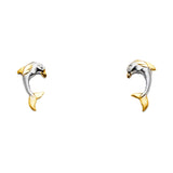 14K 2T Dolphin Post Earrings (ER1372)