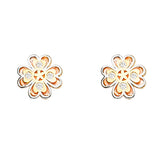 14K 3C CZ Flower Post Earrings (ER1670)