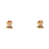 14K 3C CZ Frog Earrings/Set (ER1695)