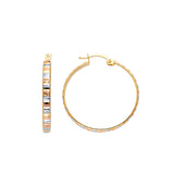14K 3C Designed DC Flat Hoop Earrings (ER1725)